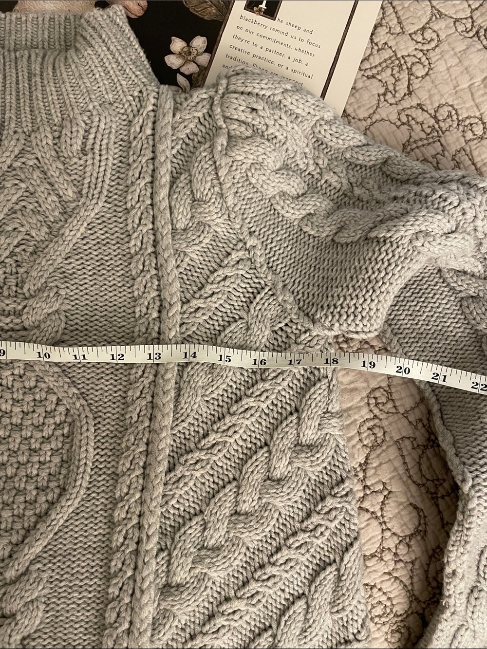 G label goop wool cashmere mock neck cable knit puff sleeve sweater - Picture 12 of 13